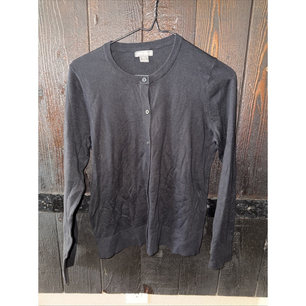 Eddie Bauer Buttoned Front Cardigan Black Women's Size Petite Small Casual V16